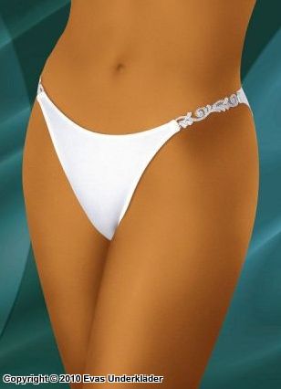 Thong panty with side lace band